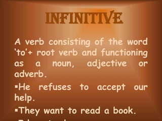 Root Vs Infinitive Finite & nofinite verbs | PPTX