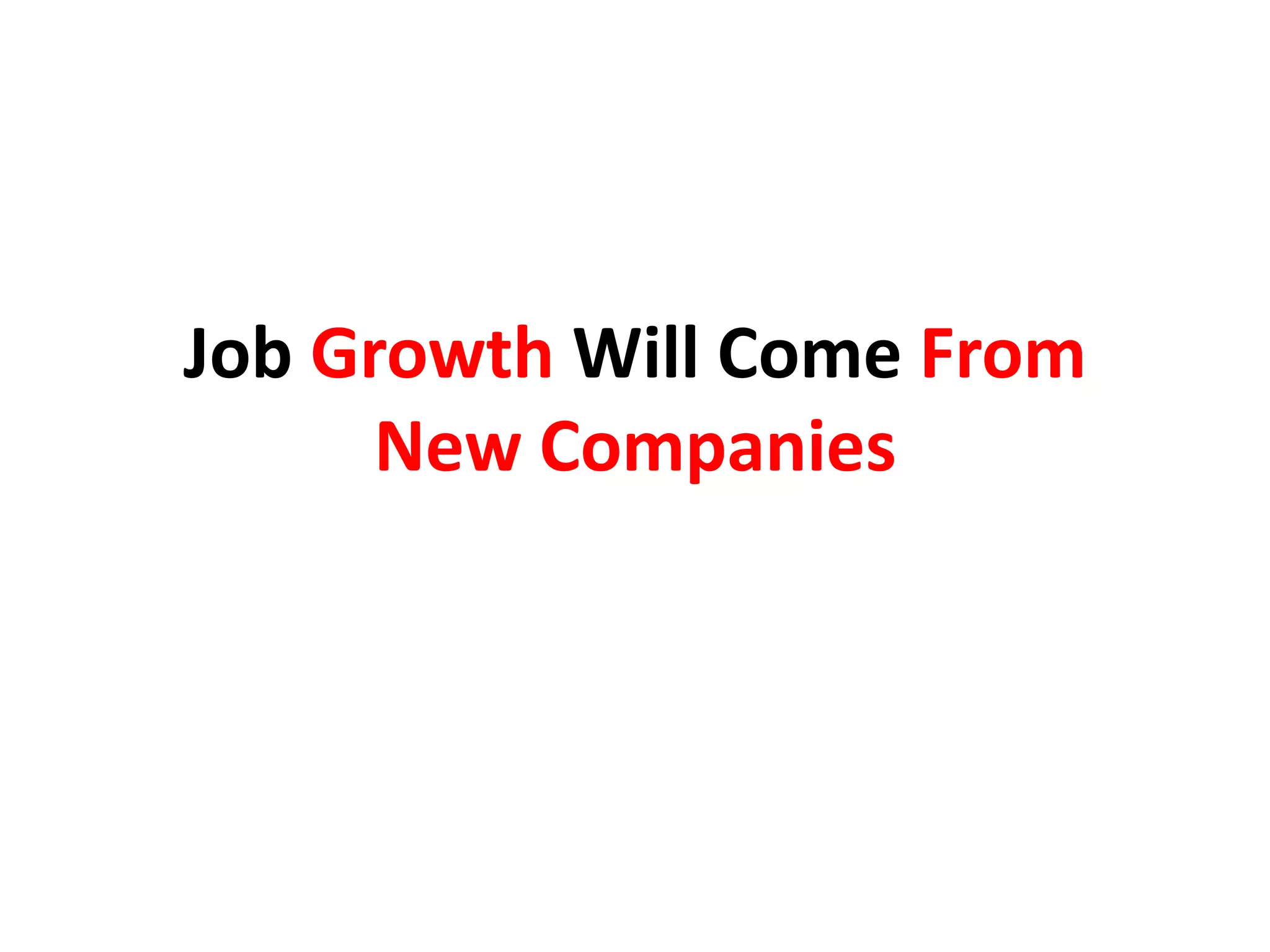 Job Growth Will Come From New Companies