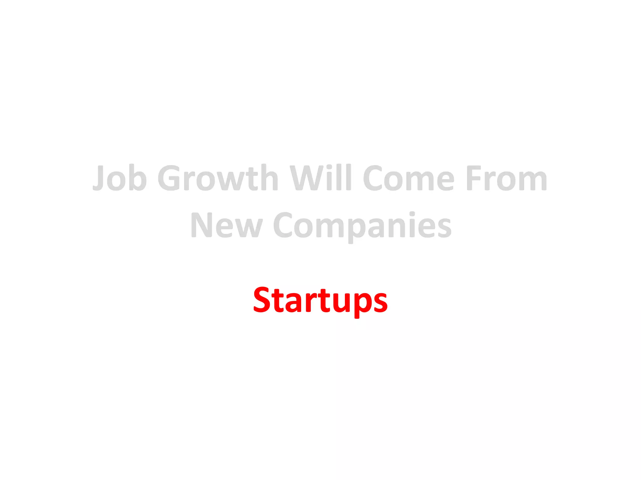 Job Growth Will Come From New CompaniesStartups