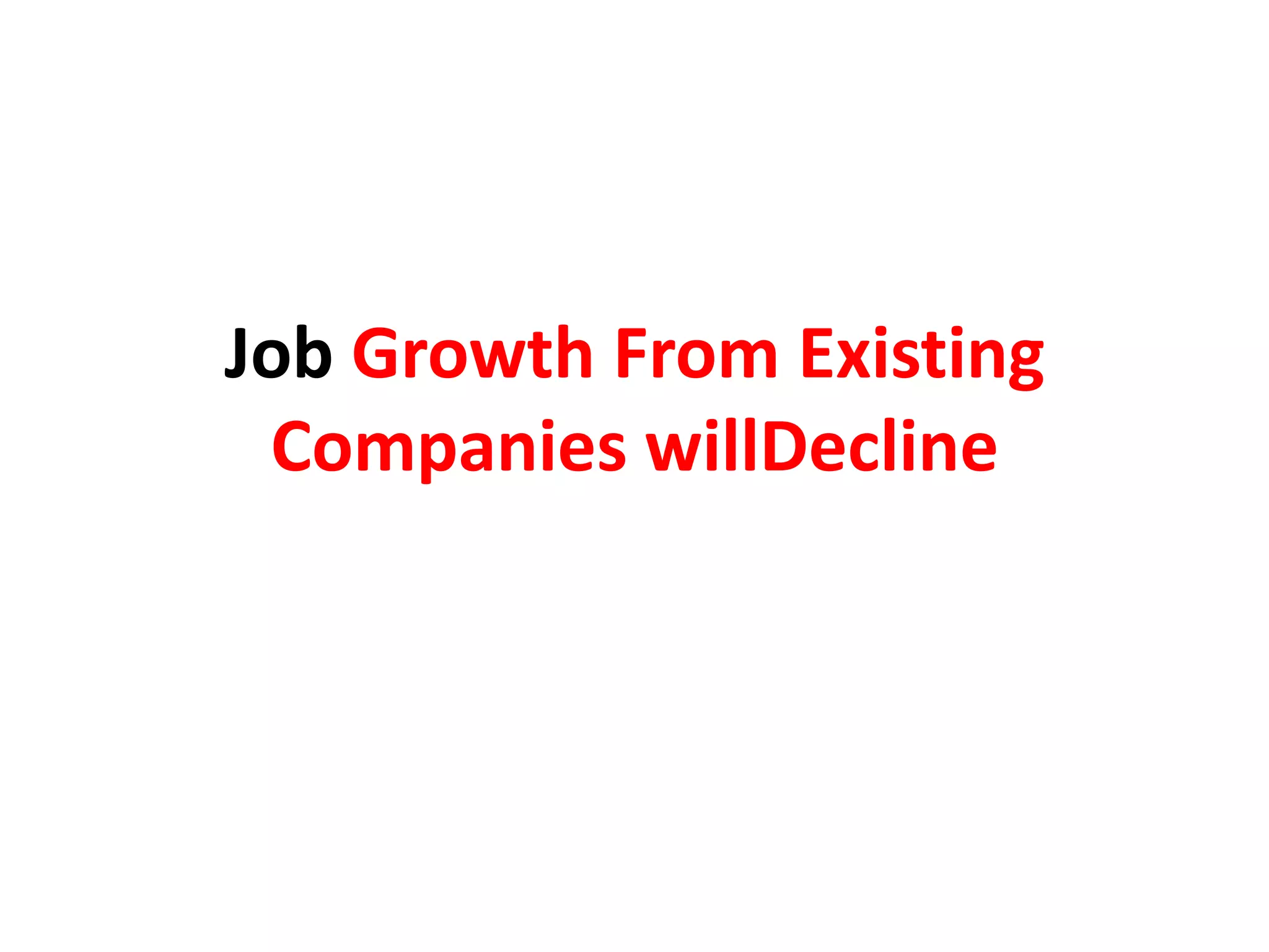 Job Growth From Existing Companies willDecline 