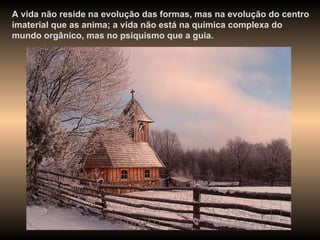 A vida não reside na evolução das formas, mas na evolução do centro imaterial que as anima; a vida não está na química complexa do mundo orgânico, mas no psiquismo que a guia.  