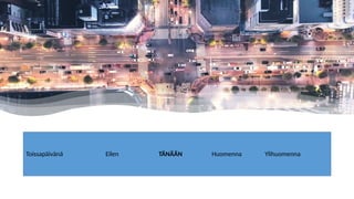 Toissapäivänä Eilen TÄNÄÄN Huomenna Ylihuomenna
 