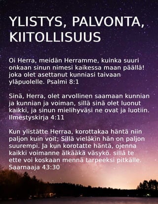 Finnish Praise Worship Thanksgiving Tract