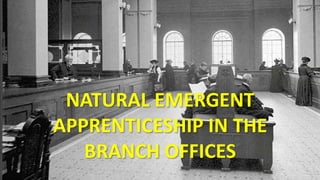 NATURAL EMERGENT
APPRENTICESHIP IN THE
BRANCH OFFICES
 