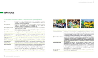 Los trabajadores de Industrias de Aceite S.A. tienen acceso a los siguientes beneficios: 
40 | REPORTE DE SOSTENIBILIDAD - AÑO FISCAL 2009 / 2010 
REPORTE DE SOSTENIBILIDAD - AÑO FISCAL 2009 / 2010 | 41 
Préstamos Extraordinarios Son anticipos de dinero concedidos a los trabajadores, no comprendidos en las modalidades 
anteriores y cuyo destino es una necesidad particular del trabajador. Dicha necesidad debe 
ser debidamente sustentada para que el área de Recursos Humanos de la empresa evalúe 
el otorgamiento. El monto prestado es de hasta un sueldo básico equivalente en dólares 
americanos, amortizable en doce meses, con un interés de 6% en dólares o la tasa efectiva 
vigente (bancaria). 
Préstamos de vivienda Son créditos de US$ 2,000 a US$ 4,000, para ampliación y mejoras de vivienda de los 
trabajadores. La forma de pago es 50% aguinaldo, 50% prima y 100% años de servicio y 
cuota mensual. Los desembolsos se realizan contra avance de obra. El interés es de 6% y 
el financiamiento por parte de la empresa es no mayor a tres años. Para el otorgamiento 
se evalúa si el solicitante es personal estable y con más de cinco años en la empresa y si 
ha demostrado buena conducta y disciplina en sus funciones. También se considera la 
presentación del proyecto con su respectiva cotización y el nivel de impacto del proyecto a 
realizar en la mejora de las condiciones de vivienda. 
Otros Beneficios de 
acuerdo a Ley 
Según las disposiciones legales vigentes, la empresa cumple con el pago de horas extras, 
recargos nocturnos y salario dominical. 
BENEFICIOS 
Cupo Los colaboradores pueden adquirir productos de la empresa que luego les son descontados 
por planilla. En los productos propios de Industrias de Aceite, los trabajadores obtienen un 
descuento de 13% sobre el precio de venta. 
Seguro Vehicular Por convenio con la compañía de seguros y reaseguros Alianza, los empleados pueden 
acceder a un seguro vehicular del que pagan el 100% del costo, que la empresa les 
descuenta por planilla, en seis meses plazo, con un interés del 12%. 
Transporte del personal La empresa transporta por rutas determinadas al personal de las plantas cuya vivienda dista 
más de 2 Km. del lugar de trabajo. 
Alimentación Industrias de Aceite asume el costo de alimentación del trabajador obrero de planta en su 
turno de trabajo (desayuno, almuerzo y cena). 
Bono de Productividad Es un beneficio mensual para los trabajadores en relación directa con la producción en cada 
planta. En el caso de Warnes, se relaciona con varios factores de productividad. 
Gratificación por semana 
completa de trabajo 
(Grasecom) 
En Planta Cochabamba se otorga a todos los trabajadores que asisten a trabajar en 
domingos y feriados. En Planta Don Felipe se paga el 80% de un jornal diario a todos 
aquellos colaboradores que trabajan la semana completa y el domingo. 
Regalos para hijos de 
trabajadores 
La empresa hace regalos de Navidad a todos los hijos de los trabajadores (menores de 12 
años). 
Dotación de leche diaria La empresa entrega un litro de leche diaria a los trabajadores de las plantas relacionados 
directamente con el proceso productivo. 
Plan Corporativo de 
telefonía móvil 
Los empleados estables pueden acceder al Plan Corporativo a costo preferencial que la 
empresa tiene con ENTEL. El consumo se descuenta mensualmente al trabajador por 
planilla de sueldo. 
Becas estudiantiles La empresa brinda un programa de becas anuales de US$ 300 para los trabajadores y todos 
sus hijos en edad escolar y universitaria. Los requisitos para acceder a las becas son: 
Becas colegiales: alumnos de 6o de primaria o 1o intermedio hasta 4o de secundaria o 4o 
medio, con calificaciones desde 6 sobre 7 puntos o desde 60 sobre 70 puntos. 
Becas universitarias de pregrado: alumnos de todos los niveles de pregrado, con 
calificación mayor a 85 sobre 100 puntos en promedio de los dos semestres del año. 
Préstamos de Emergencia El préstamo consiste en un haber básico del trabajador, a amortizar en un período de diez 
meses. Para acceder a él debe presentarse documentación que sustente el otorgamiento. 
Préstamos Vacacionales Son anticipos de dinero concedidos a los trabajadores únicamente cuando hay descanso 
físico por vacaciones y cuando éste no sea menor de la mitad del período regular anual de 
descanso vacacional o en su defecto, si se salen días fraccionados, el acumulado no sea 
menor a la mitad del período regular anual. El préstamo es de un sueldo básico y el período 
de amortización es de diez meses. Para acceder al préstamo, el trabajador debe estar al día 
en sus vacaciones y no tener más de un período y medio acumulado como máximo. 
 
