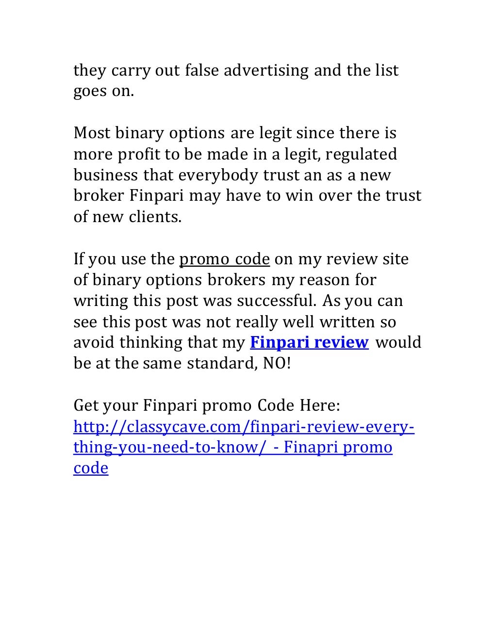 Finpari promo code