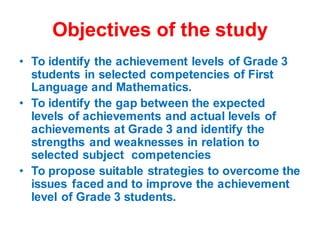 Study on achievement levels of the Grade 3 Sri Lankan Primary School ...