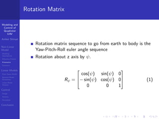 Modeling and control of a Quadrotor UAV | PDF