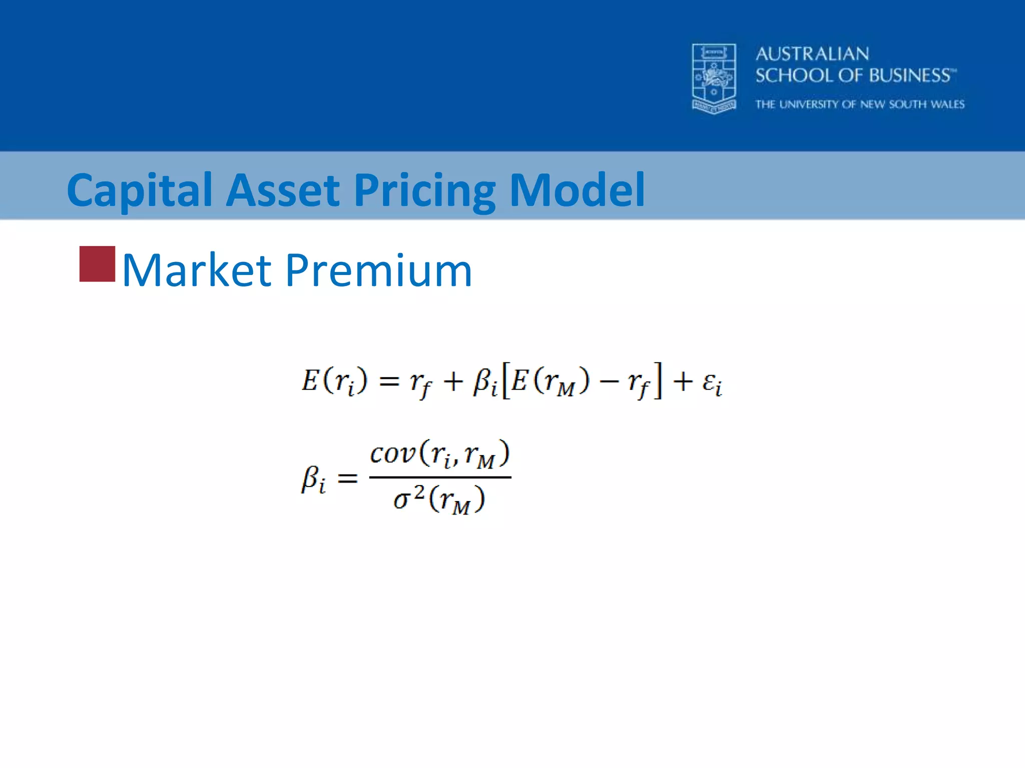 Capital Asset Pricing ModelMarket Premium