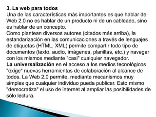 El fin del círculo de adopción de software pues tenemos servicios en beta perpetuo La Web 2.0 Con ejemplosEntender la evolución que ha llegado con la Web 2.0 puede realizarse con ejemplos, con proyectos. Podemos comparar servicios web que marcan claramente la evolución hacia el Web 2.0 con una nueva forma de hacer las cosas:Web 1.0 > Web 2.0 