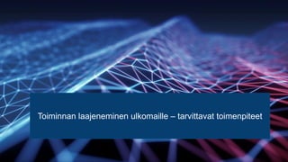 23.1.2019
Henna Toivonen
24
Toiminnan laajeneminen ulkomaille – tarvittavat toimenpiteet
 