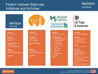POWERED BY FINTECH MEETUP VIETNAM. FIND US: http://www.meetup.com/Fintech-Vietnam-Meetup/
Version 2 June 2015
FINTECH VIETNAM
Startup Report
AGENDA
 