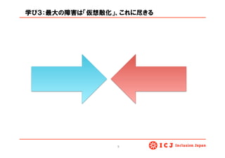 学び３：最大の障害は「仮想敵化」、これに尽きる
9	
 