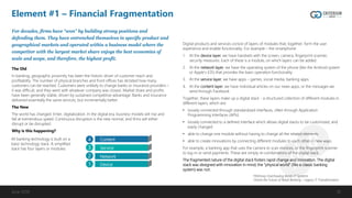 Element #1 – Financial Fragmentation
June 2018 10
For decades, firms have “won” by building strong positions and
defending...