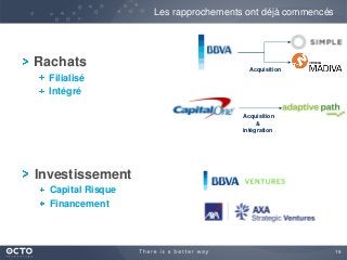 19
Rachats
Filialisé
Intégré
Les rapprochements ont déjà commencés
Acquisition
Acquisition
&
intégration
Investissement
Capital Risque
Financement
 