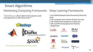 32
Smart Algorithms
32
Distributing Computing Frameworks Deep Learning Frameworks
1. Our labeled datasets were thousands o...