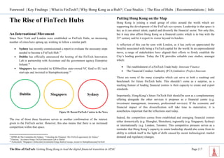 Foreword | Key Findings | What is FinTech? | Why Hong Kong as a Hub? | Case Studies | The Rise of Hubs | Recommendations |...