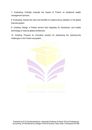 Introduction To Fin Tech Notes.pdf Basics of Fintech Notes Unit 1 to Unit 3 | PDF