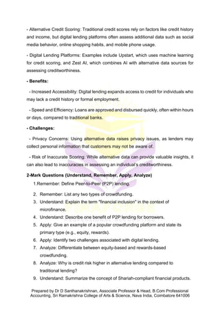Introduction To Fin Tech Notes.pdf Basics of Fintech Notes Unit 1 to Unit 3 | PDF