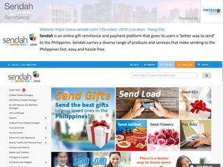 Sendah is an online gift remittance and payment platform that gives its users a ‘better way to send’
to the Philippines. Sendah carries a diverse range of products and services that make sending to the
Philippines fast, easy and hassle-free.
 