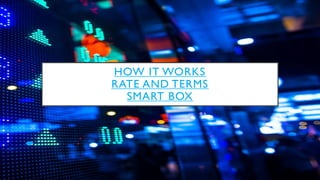 HOW IT WORKS
RATE AND TERMS
SMART BOX
 