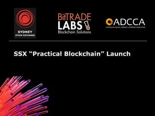 SSX “Practical Blockchain” Launch
 