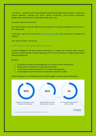 Top 15 fintech trends in 2025 for strong impact on the industry | PDF