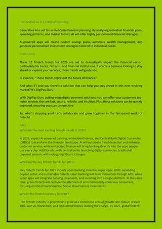 Top 15 fintech trends in 2025 for strong impact on the industry | PDF