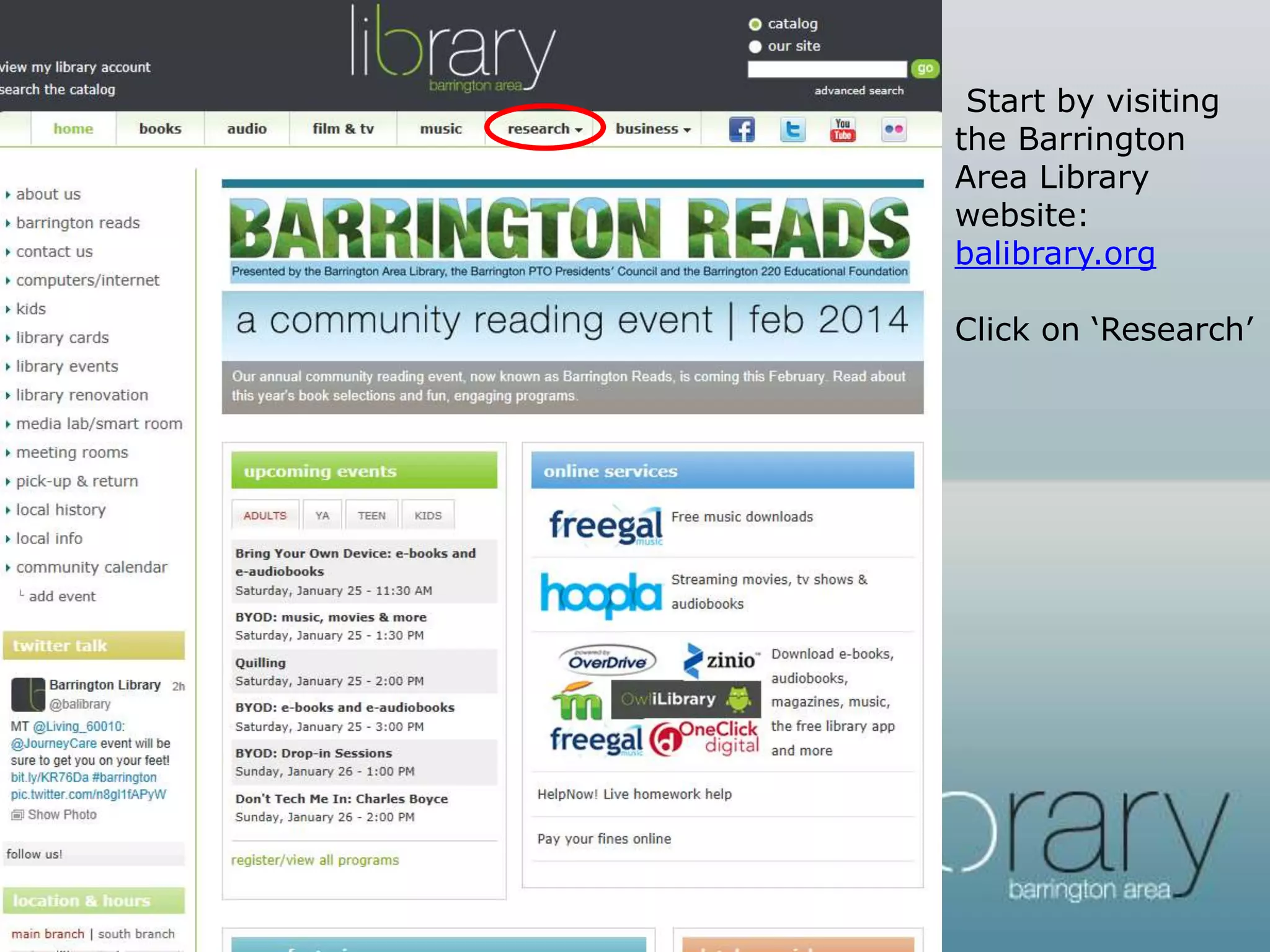 Go to balibrary.org and
click on “Databases.”
 