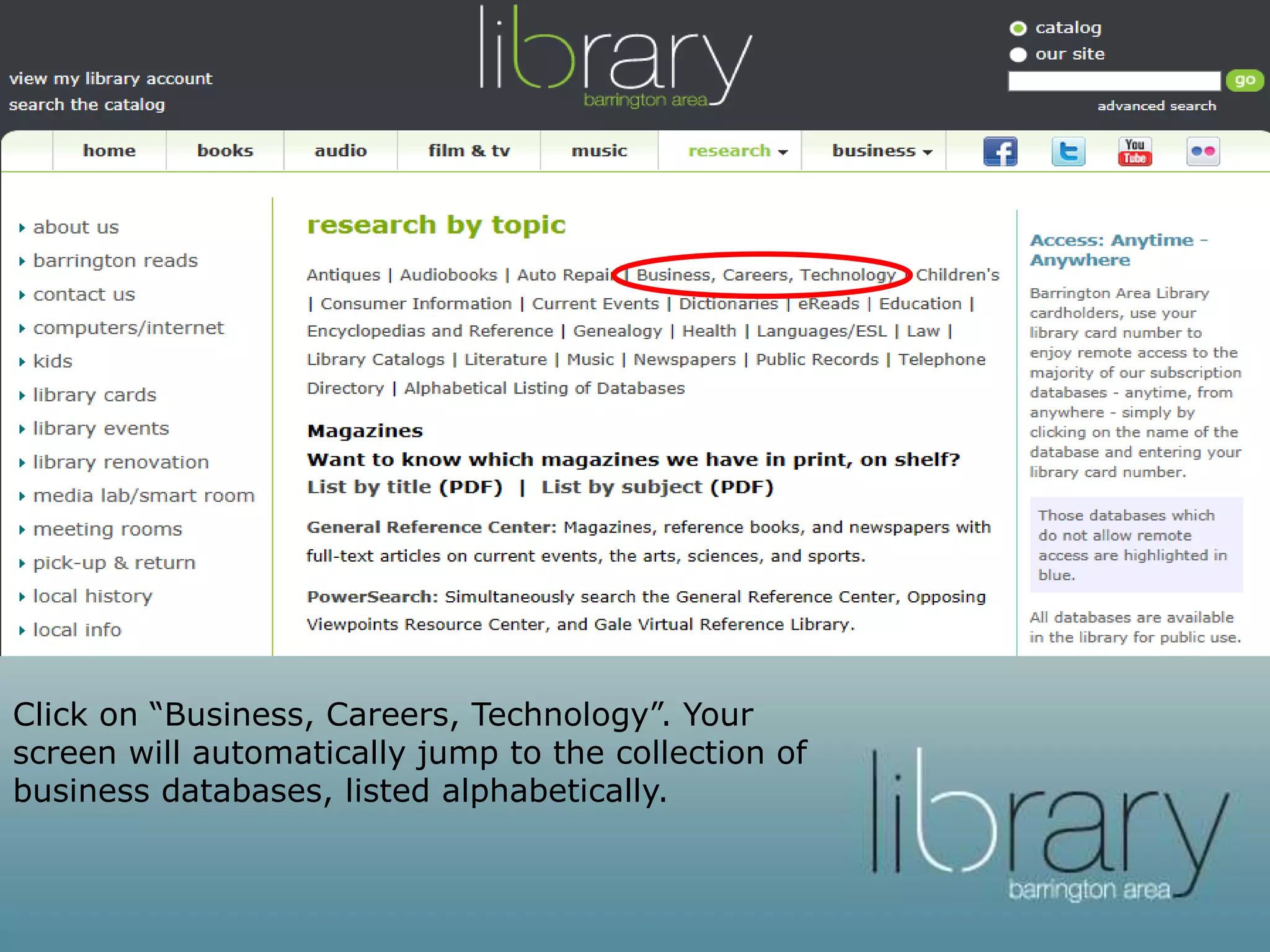 Click on “Business and Careers”
or scroll down to FINTEL
Industry Metrics.
 
