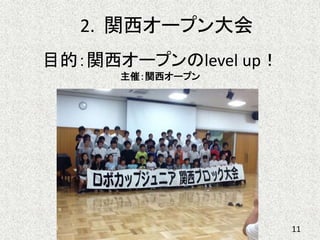 目的：関西オープンのlevel up！
主催：関西オープン
11
2. 関西オープン大会
 