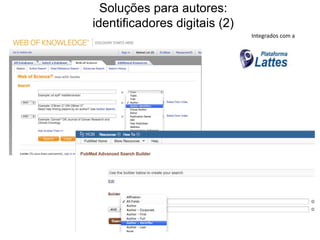 Soluções para autores:
identificadores digitais (2)
Integrados com a

 