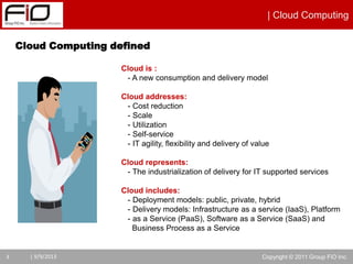 Fio presentation on Cloud Computing Solution | PPTX