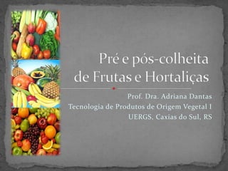 Prof. Dra. Adriana Dantas
Tecnologia de Produtos de Origem Vegetal I
UERGS, Caxias do Sul, RS
 