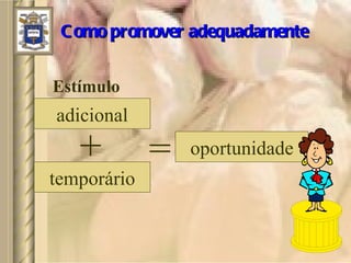 Como promover adequadamente adicional temporário oportunidade + = Estímulo 