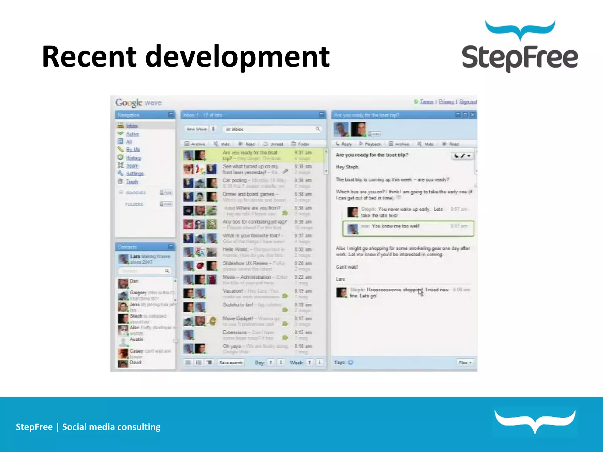 Recent development StepFree | Social media consulting 