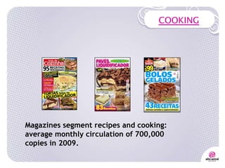 COOKING Magazines segment recipes and cooking: average monthly circulation of 700,000 copies in 2009. 
