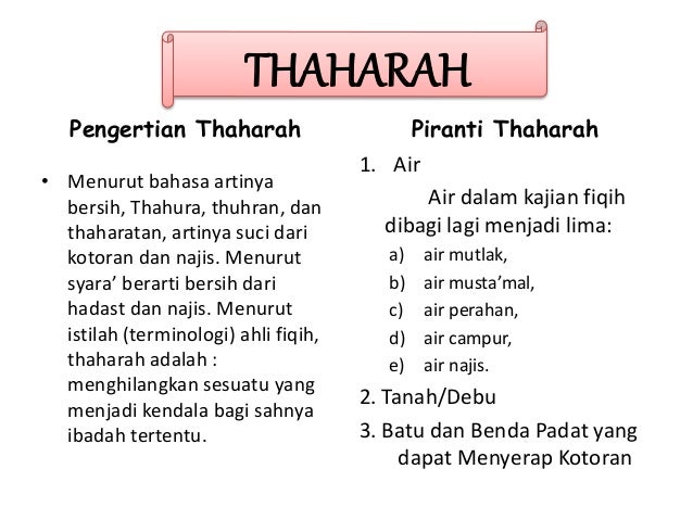 Piranti Thaharah Thaharah Dari Hadats Wudhu Tayyammum Dan Mandi