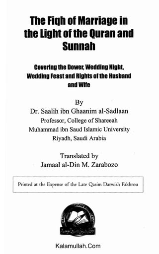 Fiqh of Marriage in the Light of the Quran and Sunnah | PDF