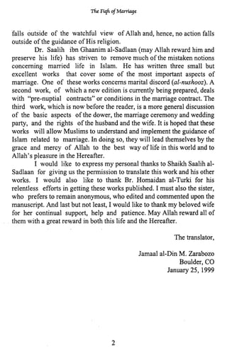 Fiqh of Marriage in the Light of the Quran and Sunnah | PDF
