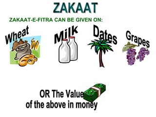 ZAKAAT-E-FITRA CAN BE GIVEN ON:
 