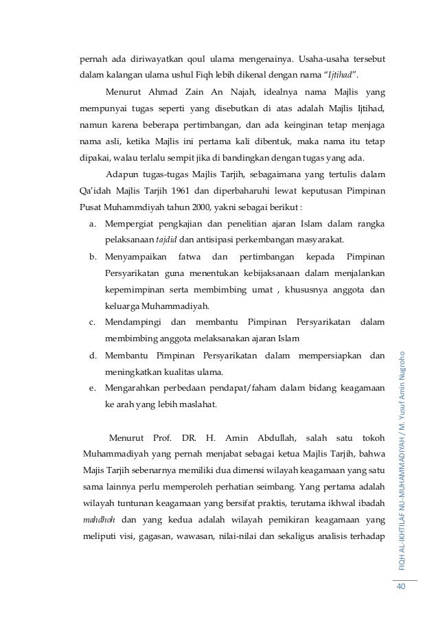 Fiqh Al Ikhtilaf Nu Muhammadiyah
