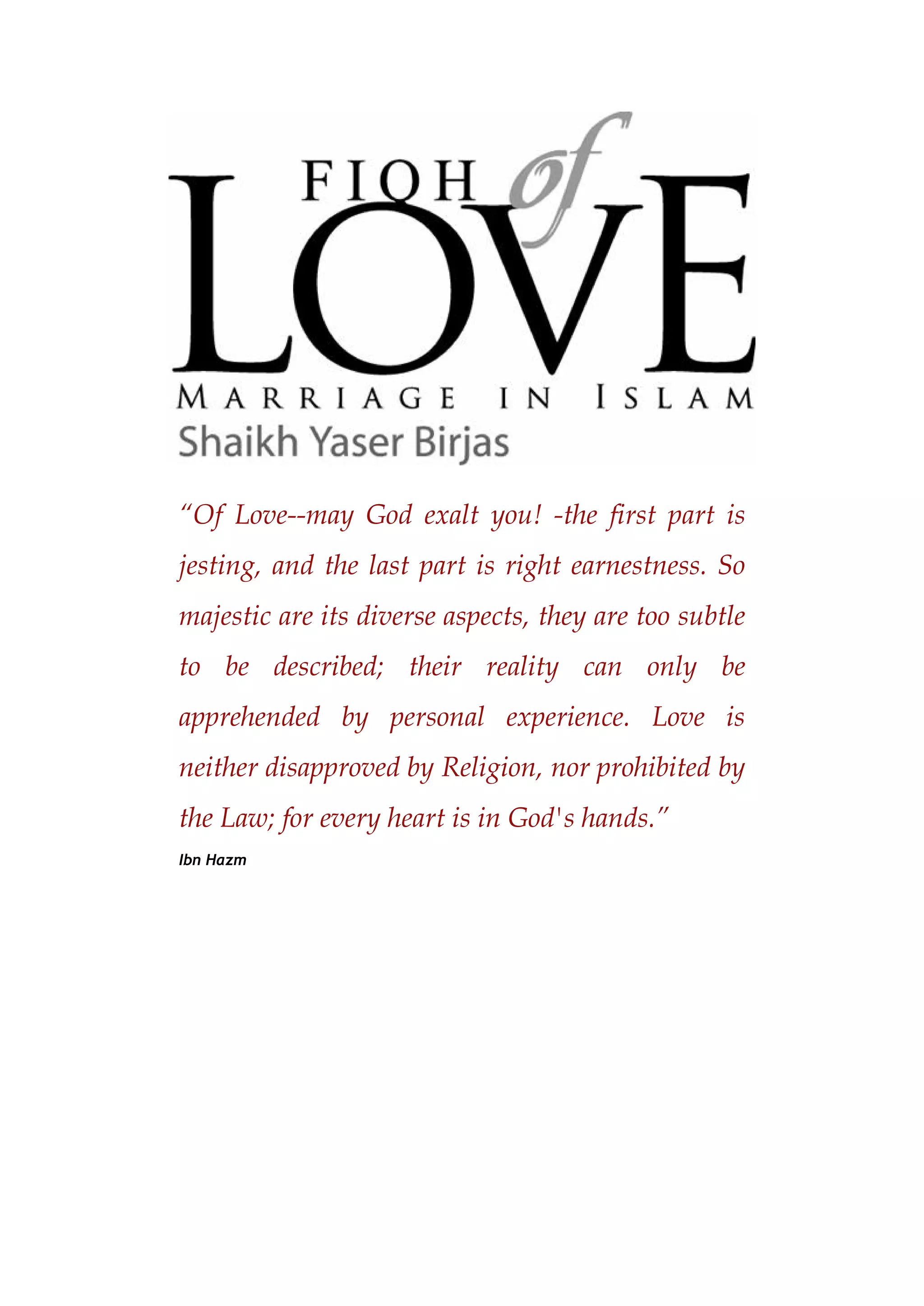 Fiqh Of Love Marriage In Islam