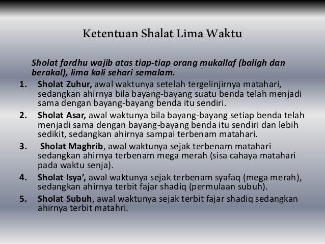 Fiqih Bab Ii Shalat Lima Waktu Dan Sujud Sahwi