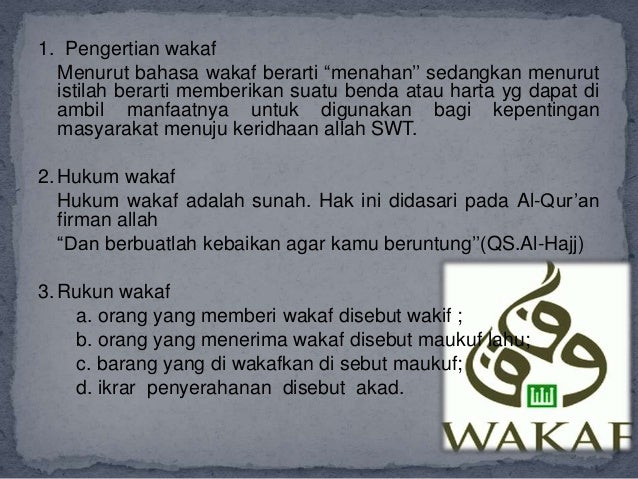 Wakaf Assalamualaikum Wr Wb Nama Pen Agama Islan Dan Budi