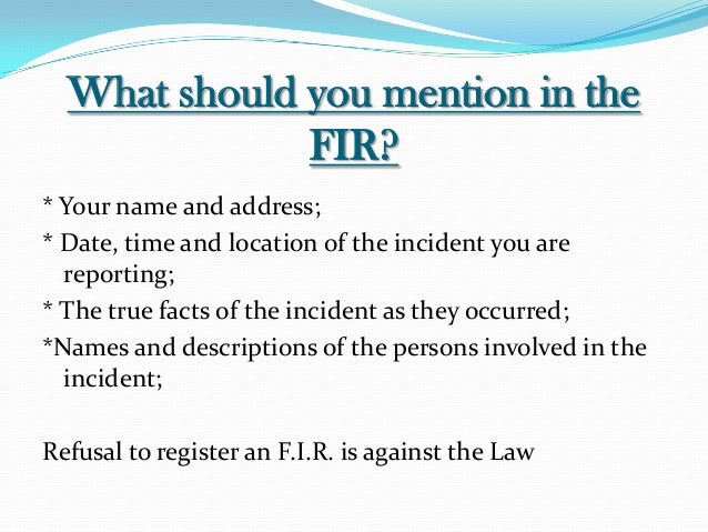 fir first information report first incident report