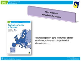 Recursos específics per a oportunitats laborals
estacionals, voluntariats, camps de treball
internacionals, ...
 