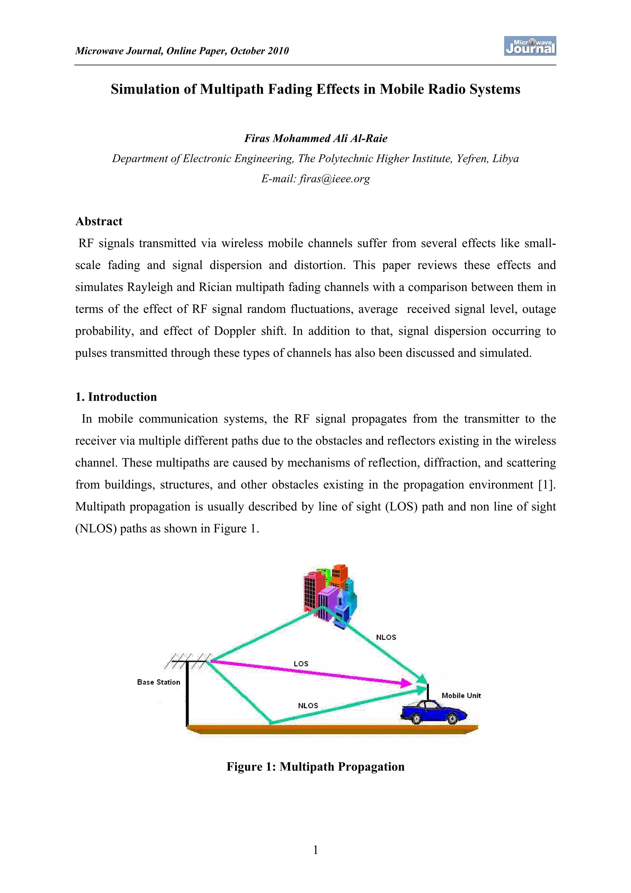 Simulation of Rayleigh and Rician Multipath Fading Channels | PDF