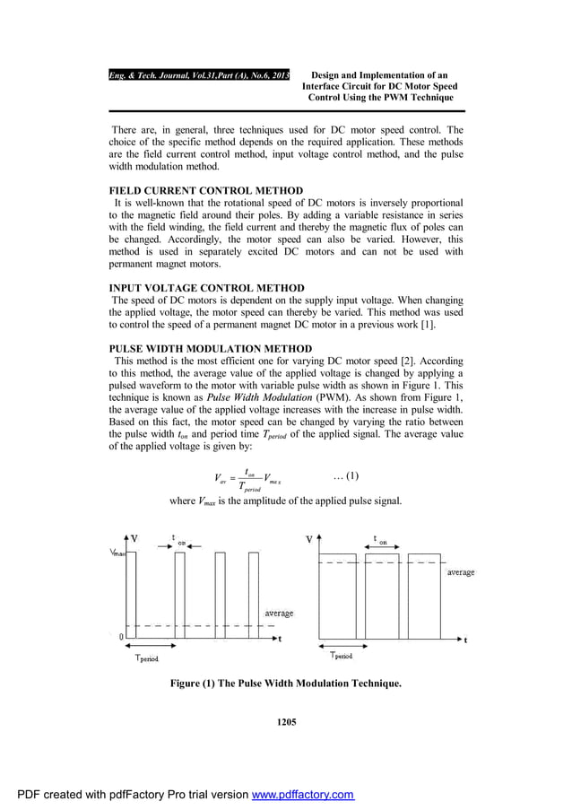 Design and Implementation of an Interface Circuit for DC Motor Speed ...