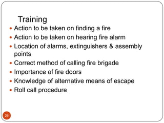 Checking fire extinguishers22Access to hose reels and extinguishers is unobstructedManual hose reel valves are in the off position( except automatic reels) and free from leaksAll hoses are neatly woundHose reels nozzles are not blocked